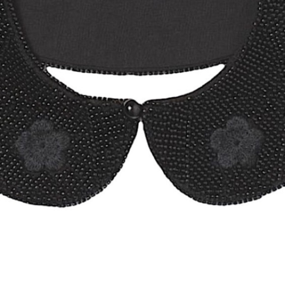 Black Beaded Collar Necklace Floral Appliqués Spring Time Peter Pan Made in UK - Picture 2 of 9